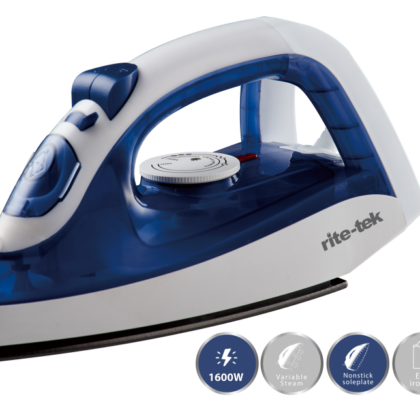 Rite-Tek Steam Iron 2600W Non Stick Sole Plate Antidrip Self Cleaning  ST807