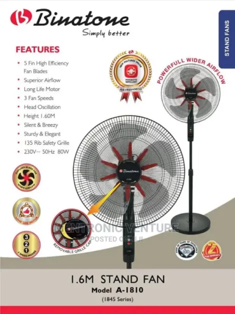 Binatone Standing Fan A-1810 - Image 3