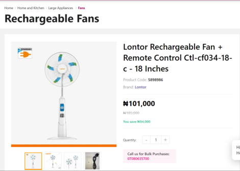 Lontor Rechargeable Standing Fan CTL-CFO34R-18 (Discounted) - Image 2